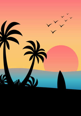 sunset on the beach. Natural abstract beach with portrait background.のイラスト素材