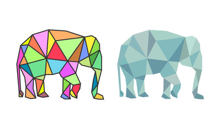 Image of polygonal elephant. logo vector illustrationのイラスト素材