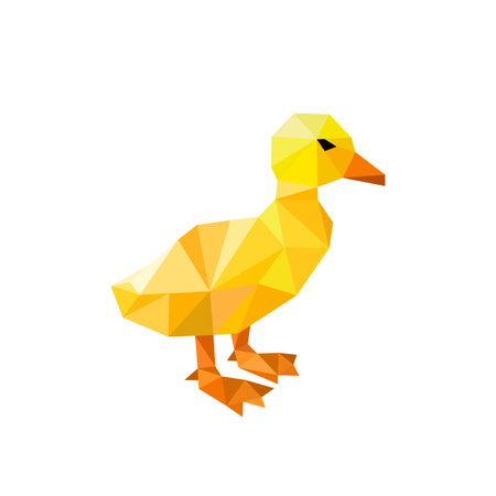 Polygonal art image of a duck. logo vector illustrationのイラスト素材