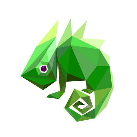 Polygonal chameleon art image. vector illustrationのイラスト素材