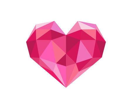 Heart polygon art image. Love vector illustrationのイラスト素材
