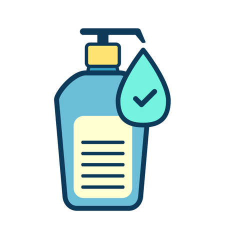 Hand sanitizer bottle icon colorful. Hand wash icon vector illustration.のイラスト素材