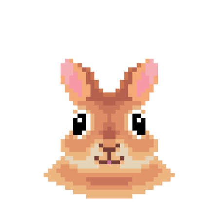 Pixel bunny image. for 8 bit game assets. Cross stitch pattern or t-shirt design vector illustration.のイラスト素材