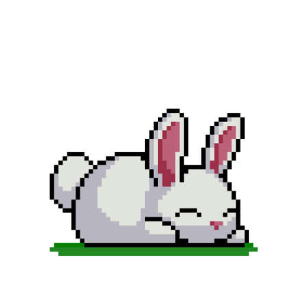 Pixel bunny image. for 8 bit game assets. Cross stitch pattern or t-shirt design vector illustration.のイラスト素材