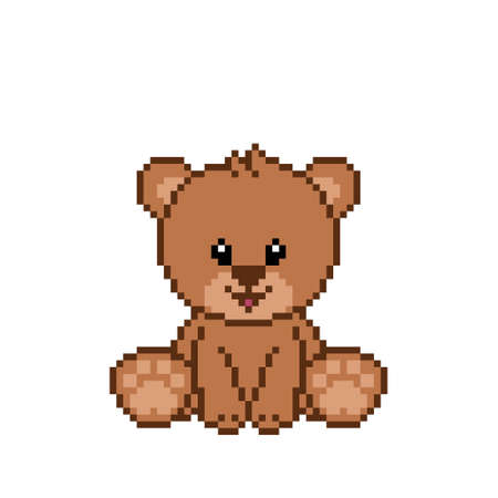 Brown bear pixel image. Vector illustration of a cross stitch pattern.のイラスト素材