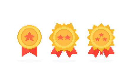 Image of pixel rank in games icon. Vector illustration of 8 bit game asset.のイラスト素材