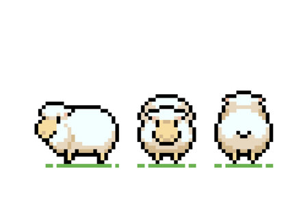 Pixel sheep image. cross stitch pattern vector illustration.のイラスト素材