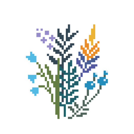 flower cross stitch pattern. Pixel flower image. Vector illustration.のイラスト素材