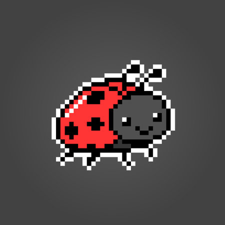 8-bit Pixel of ladybug. Animal pixels in vector Illustration for game asset.のイラスト素材