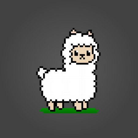 8-bit Pixel of llama. Animal pixels in vector Illustration for game asset.のイラスト素材