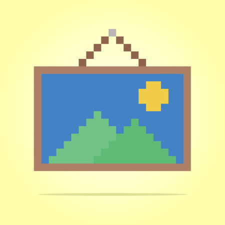 Pixel 8 bit frame of gallery. game assets in vector illustrations.のイラスト素材