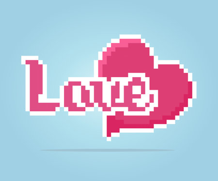 8-bit heart symbol pixels. Love icon in vector illustrationsのイラスト素材