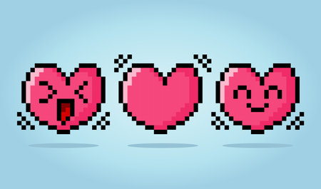 8-bit pixel heart character. Love icon couple in vector illustrationsのイラスト素材