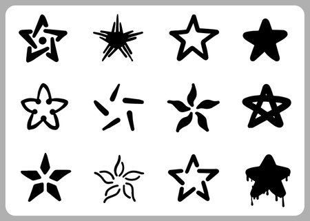 Doodle abstract of star. Thin Line Set Include of all stars in Vector illustrationのイラスト素材