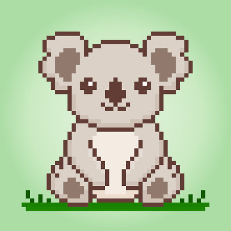 8 bit pixel koala. Animal pixels for game assets and cross stitch patterns in vector illustrations.のイラスト素材