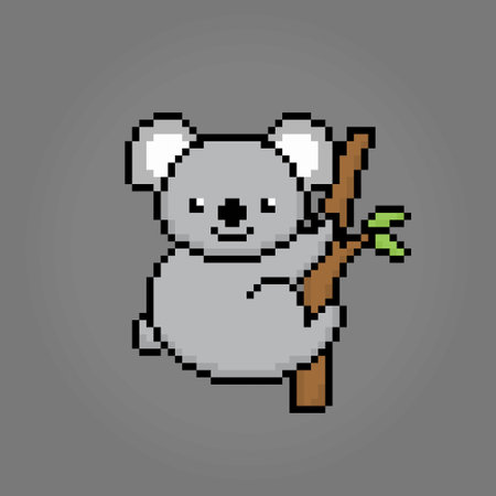 8 bit pixel koala. Animals for game assets and cross stitch patterns in vector illustrations.のイラスト素材
