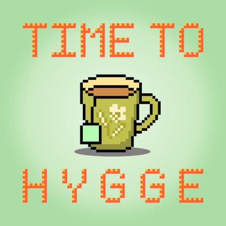 8-bit pixels the theme hygge. The tools for relaxing in vector illustrations.のイラスト素材