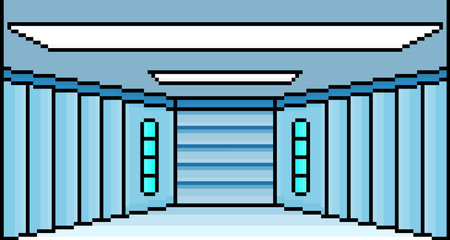 Modern living room models in 8 bit pixels. Future homes, for game assets and web icons in vector illustrations.のイラスト素材