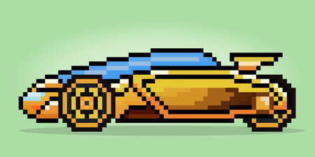 8 bit pixel modern technology, future car. Icon pixels For game assets and web icons in vector illustrations.のイラスト素材