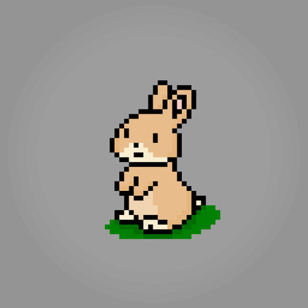 8 bit pixel rabbit. Animal pixels in vector illustrations for game assets or cross stitch patterns.のイラスト素材