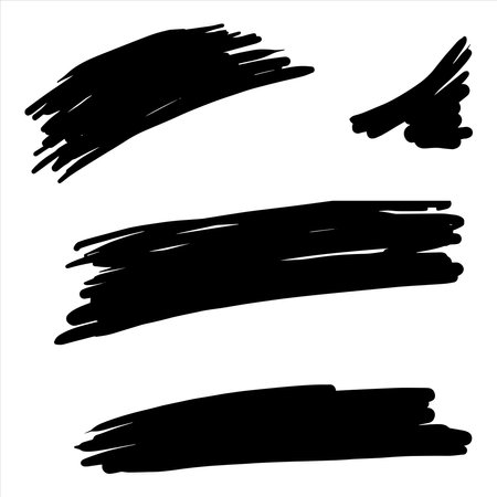 Vector Brush strokes. Grunge design elements. Paintbrush set. Rectangle text boxes. banners. Ink splatters. Grungy painted objects.のイラスト素材