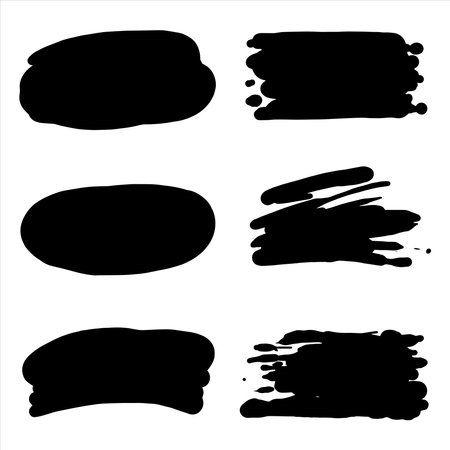 Vector Brush strokes. Grunge design elements. Paintbrush set. Rectangle text boxes. banners. Ink splatters. Grungy painted objects.のイラスト素材