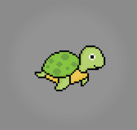 8 bit Pixel turtle. Animal pixels in Vector illustration for game asset or cross stitch pattern.のイラスト素材