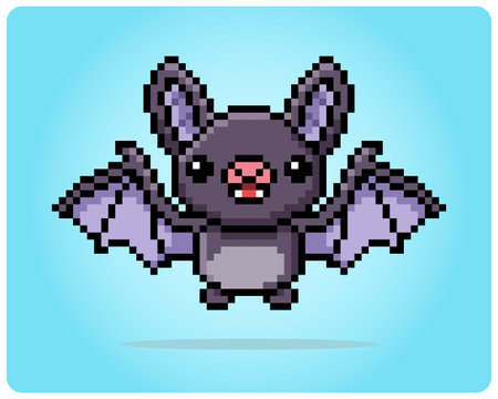 8 bit Pixel of bat. Pixel animals for game assets in vector illustration.のイラスト素材
