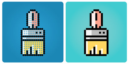 8 bit pixel paint brushes, for game assets and cross seams in vector illustrations.のイラスト素材
