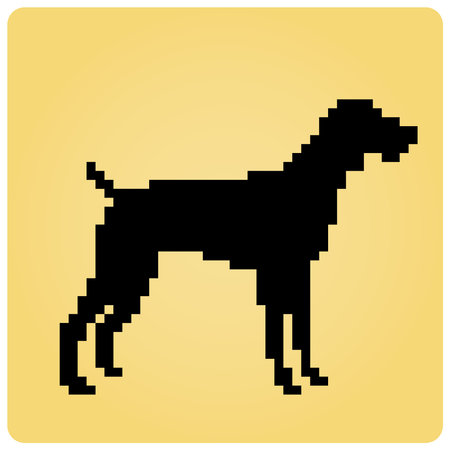 8 bit pixels dog silhouette. Animal pixels for asset games or Cross Stitch patterns in vector illustrations.のイラスト素材