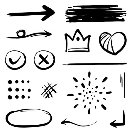 Hand drawn abstract thin line doodle set, in Vector illustrationのイラスト素材