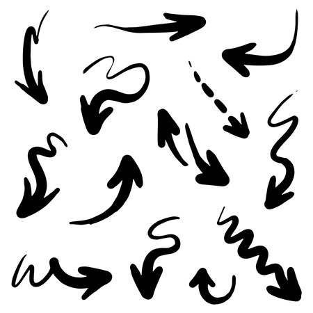 Vector doodle arrows are hand drawn with lots of collectibles insideのイラスト素材