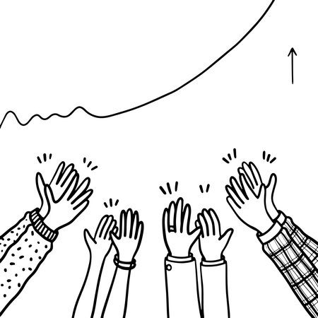 Hand clapping gesture, a scribble of hands up or applause. Business theme of congratulations in vectorのイラスト素材