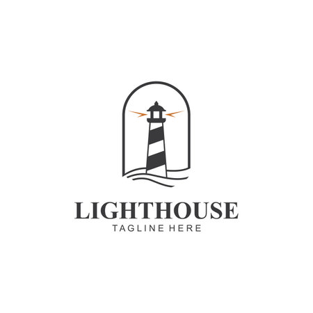 Lighthouse logo design vector illustration templateのイラスト素材