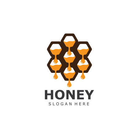 Honey Comb Logo Template Design Vector  Emblem  Honey Design Concept  Creative Symbol  Vector Designのイラスト素材