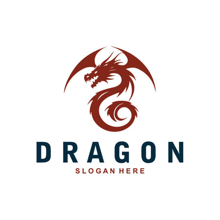 Dragon head silhouette logo design simple and elegant vector designのイラスト素材