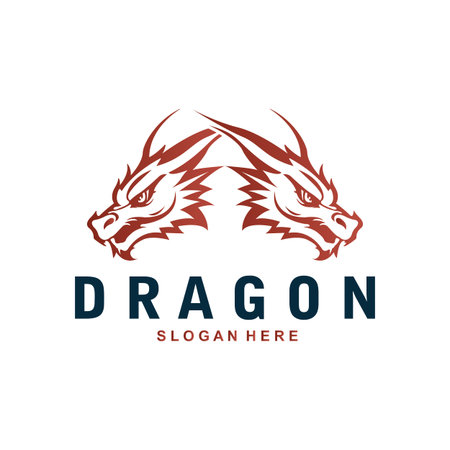 Dragon head silhouette logo design simple and elegant vector designのイラスト素材