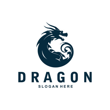 Dragon head silhouette logo design simple and elegant vector designのイラスト素材