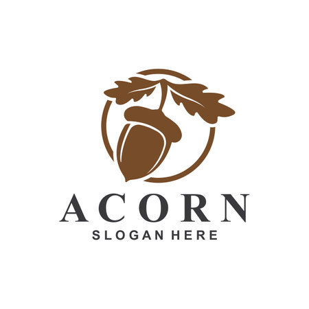 Acorn logo simple design template flat vector illustrationのイラスト素材