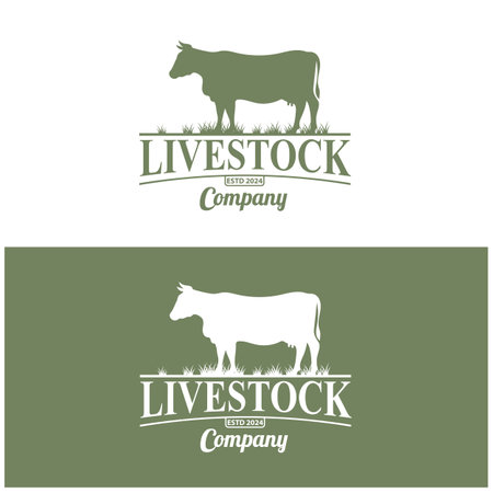 Farm Logo Vector Template. Vintage farm logo design vector illustration. cow logoのイラスト素材