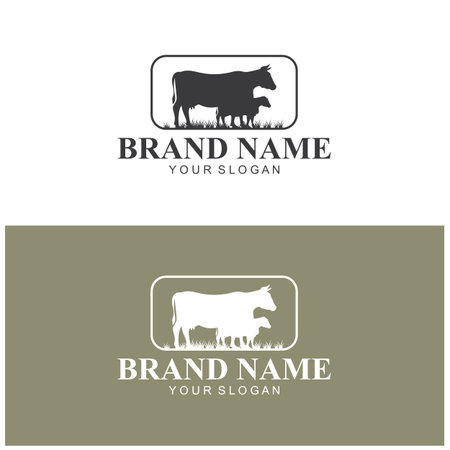 Farm Logo Vector Template. Vintage farm logo design vector illustration. cow logoのイラスト素材