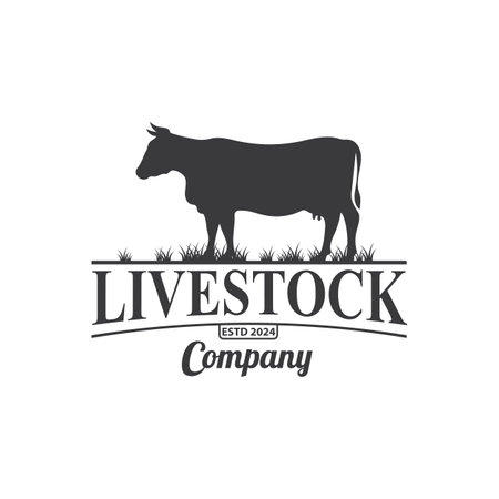 Farm Logo Vector Template. Vintage farm logo design vector illustration. cow logoのイラスト素材