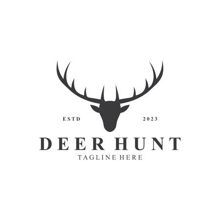 deer logo  adventur  hunt  vintage  wild  simple logo  vektor designのイラスト素材