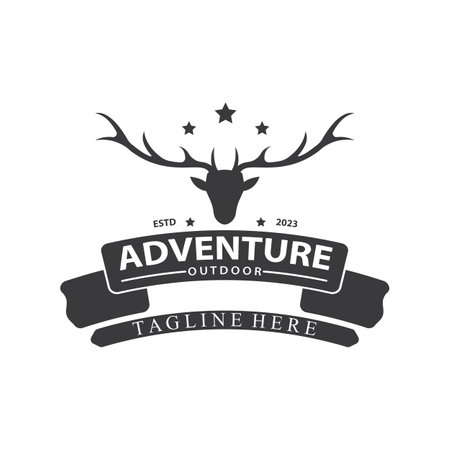deer logo  adventure  hunt  vintage  wild  simpleのイラスト素材