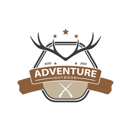 deer logo  adventure  hunt  vintage  wild  simpleのイラスト素材