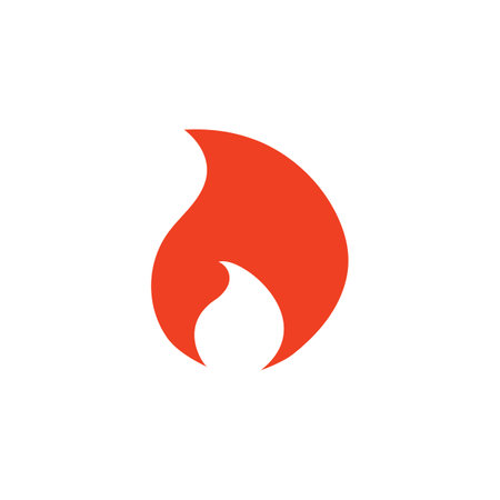 Fire  flame. Red flame in abstract style on white background. Flat fire. Modern art isolated graphic. Fire sign. Vector Illustrationのイラスト素材