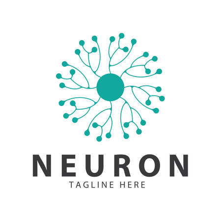 Neuron logo or nerve cell logo design,molecule logo illustration template icon with vector conceptのイラスト素材