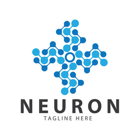 Neuron logo or nerve cell logo design,molecule logo illustration template icon with vector conceptのイラスト素材