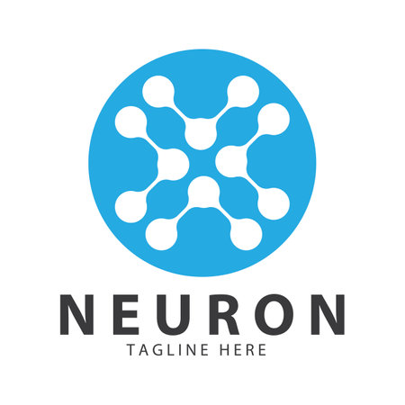 Neuron logo or nerve cell logo design,molecule logo illustration template icon with vector conceptのイラスト素材