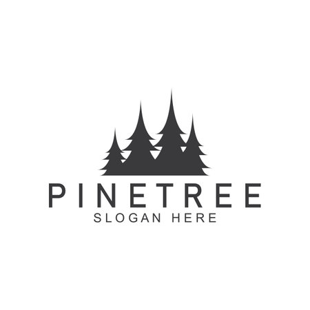 simple pine or fir tree logo  pine house evergreen.for pine forest adventurers camping nature badges and business.vectorのイラスト素材